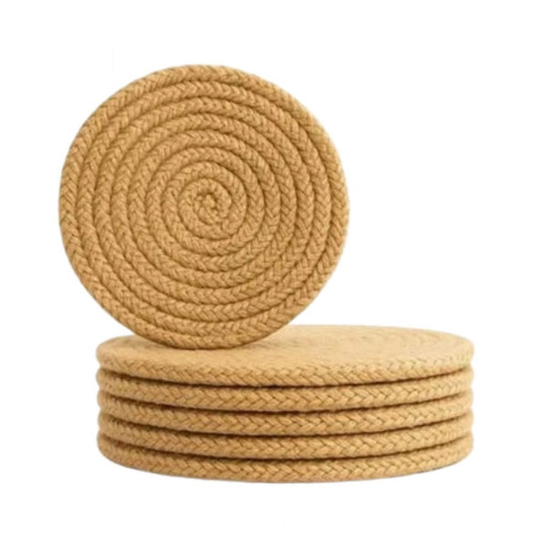 Generic Cotton Rope Drink Coasters 6 Pcs Set (Beige)