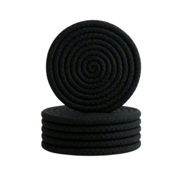 Generic Cotton Rope Drink Coasters 6 Pcs Set (Black)