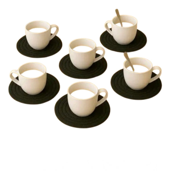 Generic Cotton Rope Drink Coasters 6 Pcs Set (Black)