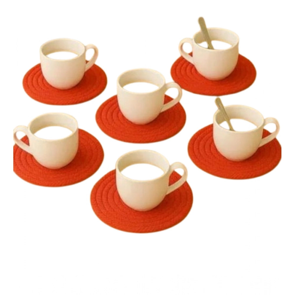 Generic Cotton Rope Drink Coasters 6 Pcs Set (Red)