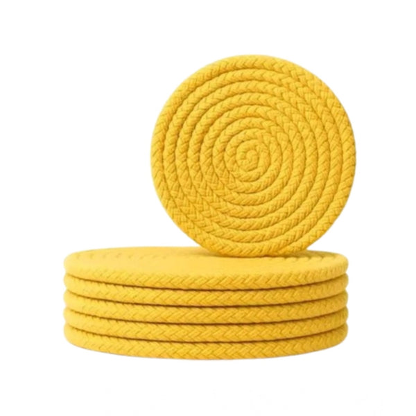 Generic Cotton Rope Drink Coasters 6 Pcs Set (Yellow)