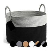 Generic Cotton Pack Of_1 14x12 Inch Laundry Storage Basket For Clothes (Grey-Black)