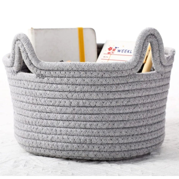 Generic Cotton Pack Of_1 Cat Basket 8x4 Inch Storage Basket For Clothes (Grey)