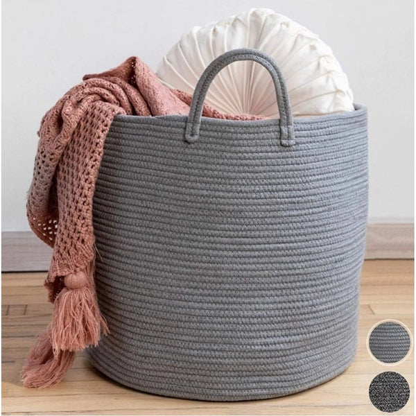 Generic Cotton Pack Of_1 12x14 Inch Laundry Storage Basket For Clothes (Grey)
