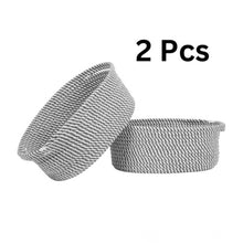 Generic Cotton 10x7x4 Inch 2 Pcs Oval Storage Basket For Clothes (Grey)