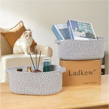 Generic Cotton 10x7x4 Inch 2 Pcs Oval Storage Basket For Clothes (Grey)