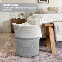 Generic Cotton Pack Of_1 12x14 Inch Storage Basket For Clothes (Grey-White)
