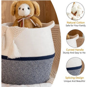 Generic Cotton Matka 14x12 Inch Storage Basket For Clothes With Out Lid (Gray-White)