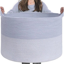 Generic Cotton Pack Of_1 16x14 Inch Storage Basket For Clothes With Out Lid (Blue-White)