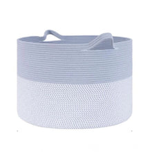 Generic Cotton Pack Of_1 16x14 Inch Storage Basket For Clothes With Out Lid (Blue-White)