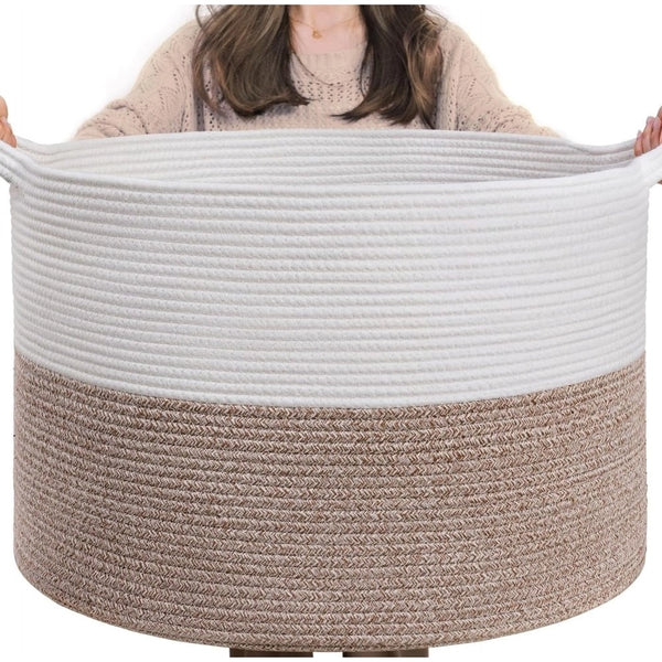 Generic Cotton Pack Of_1 16x14 Inch Storage Basket For Clothes With Out Lid (Kidi-White)