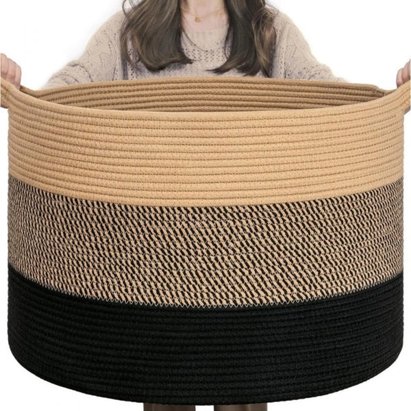 Generic Cotton Pack Of_1 Mix 16x14 Inch Storage Basket For Clothes With Out Lid (Multicolor)