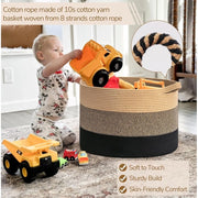 Generic Cotton Pack Of_1 Mix 16x14 Inch Storage Basket For Clothes With Out Lid (Multicolor)
