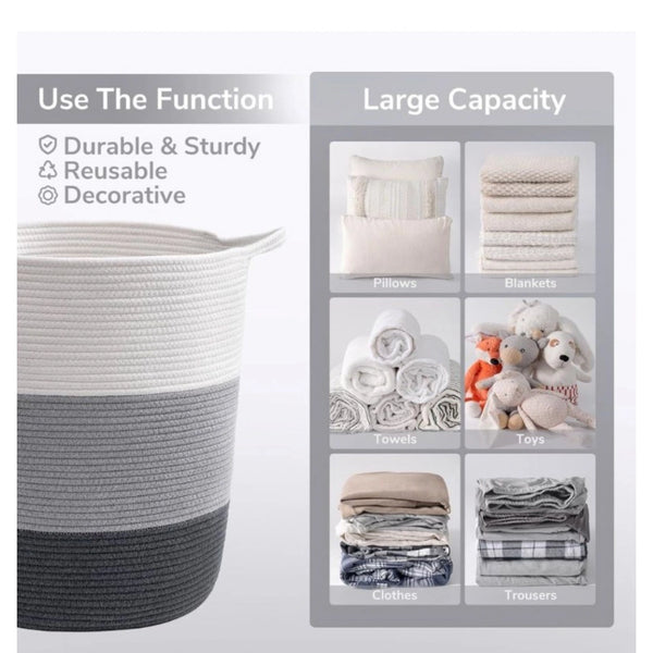 Generic Cotton Pack Of_1 12x14 Inch Laundry Storage Basket For Clothes (Multicolor)