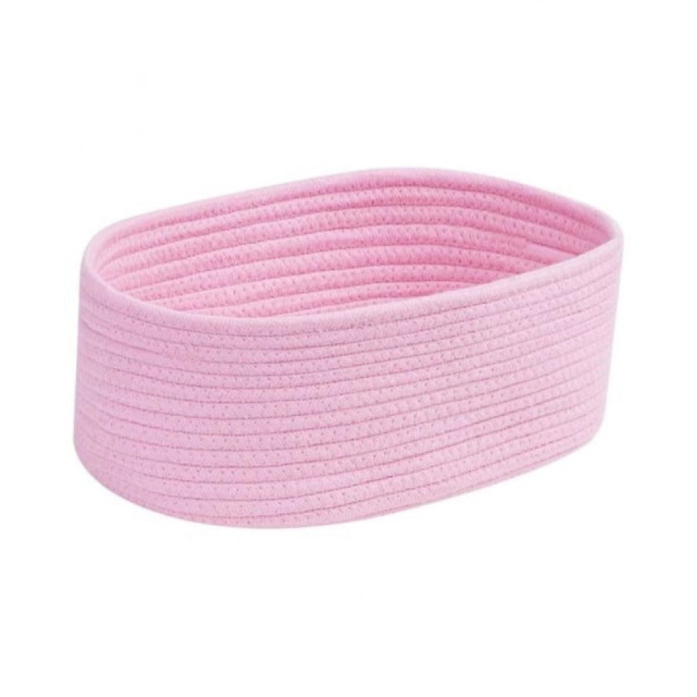 Generic Cotton Oval 10x7x5 Inch Bedside Organizer With Out Lid (Pink)