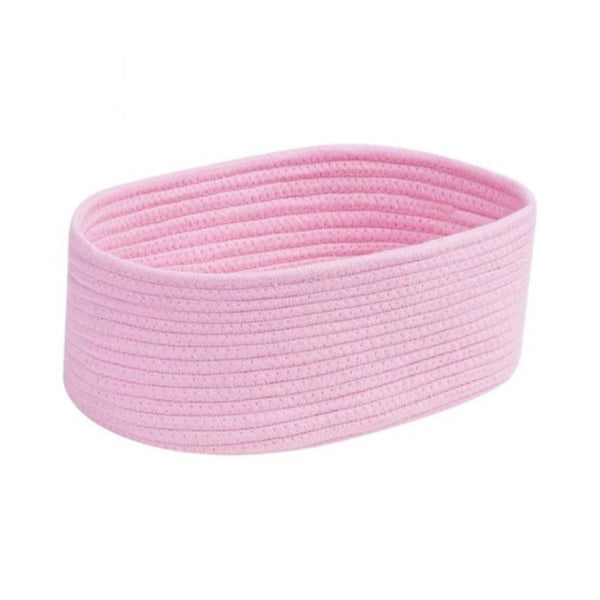 Generic Cotton Oval 10x7x5 Inch Bedside Organizer With Out Lid (Pink)