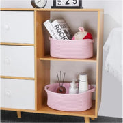 Generic Cotton 10x7x4 Inch2 Pcs Oval Storage Basket For Clothes (Pink)