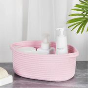 Generic Cotton 10x7x4 Inch2 Pcs Oval Storage Basket For Clothes (Pink)