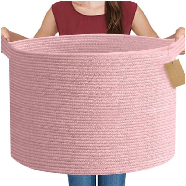 Generic Cotton Pack Of_1 14x12 Inch Storage Basket For Clothes With Out Lid (Pink)