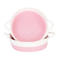 Generic Cotton White Basket 2 Pcs Storage Basket For Clothes (Pink-White)