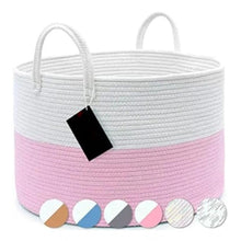 Generic Cotton Pack Of_1 14x12 Inch Laundry Storage Basket For Clothes (Pink-White)