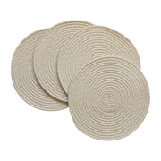 Generic Cotton Dining Table Round Placemat Mats Set of 4 (Beige-White)