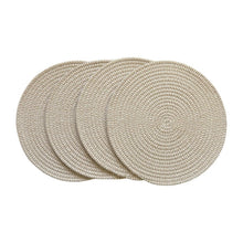 Generic Cotton Dining Table Round Placemat Mats Set of 4 (Beige-White)