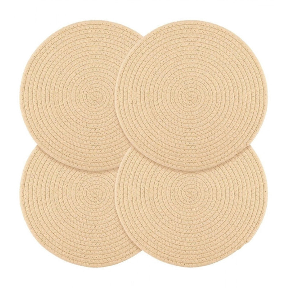 Generic Cotton Dining Table Round Placemat Mats Set of 4 (Cream)