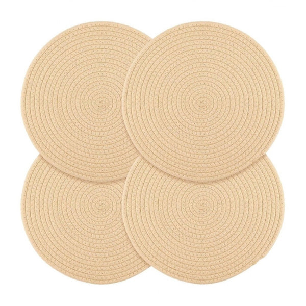 Generic Cotton Dining Table Round Placemat Mats Set of 4 (Cream)