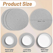 Generic Cotton Dining Table Round Placemat Mats Set of 4 (Grey)