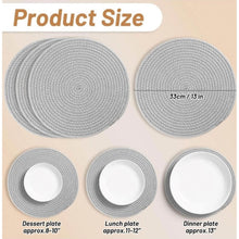Generic Cotton Dining Table Round Placemat Mats Set of 4 (Grey)