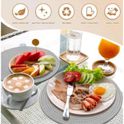 Generic Cotton Dining Table Round Placemat Mats Set of 4 (Grey)