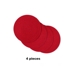 Generic Cotton Dining Table Round Placemat Mats Set of 4 (Red)
