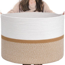 Generic Cotton Dori 16x14 Inch Storage Basket For Clothes With Out Lid (White-Beige-White)