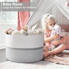 Generic Cotton Dori 16x14 Inch Storage Basket For Clothes With Out Lid (White-Gray-White)