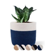 Generic Cotton Flower Pot With Out Lid (White-Blue)