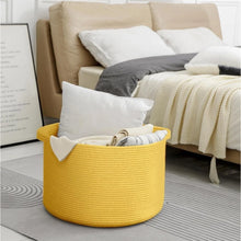 Generic Cotton Pack Of_1 14x12 Inch Storage Basket For Clothes With Out Lid (Yellow)