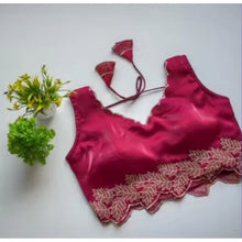 Generic Women's Silk Embroidered Sweetheart Neck Sleeveless Readymade Padded Blouse (Pink, Size 38)