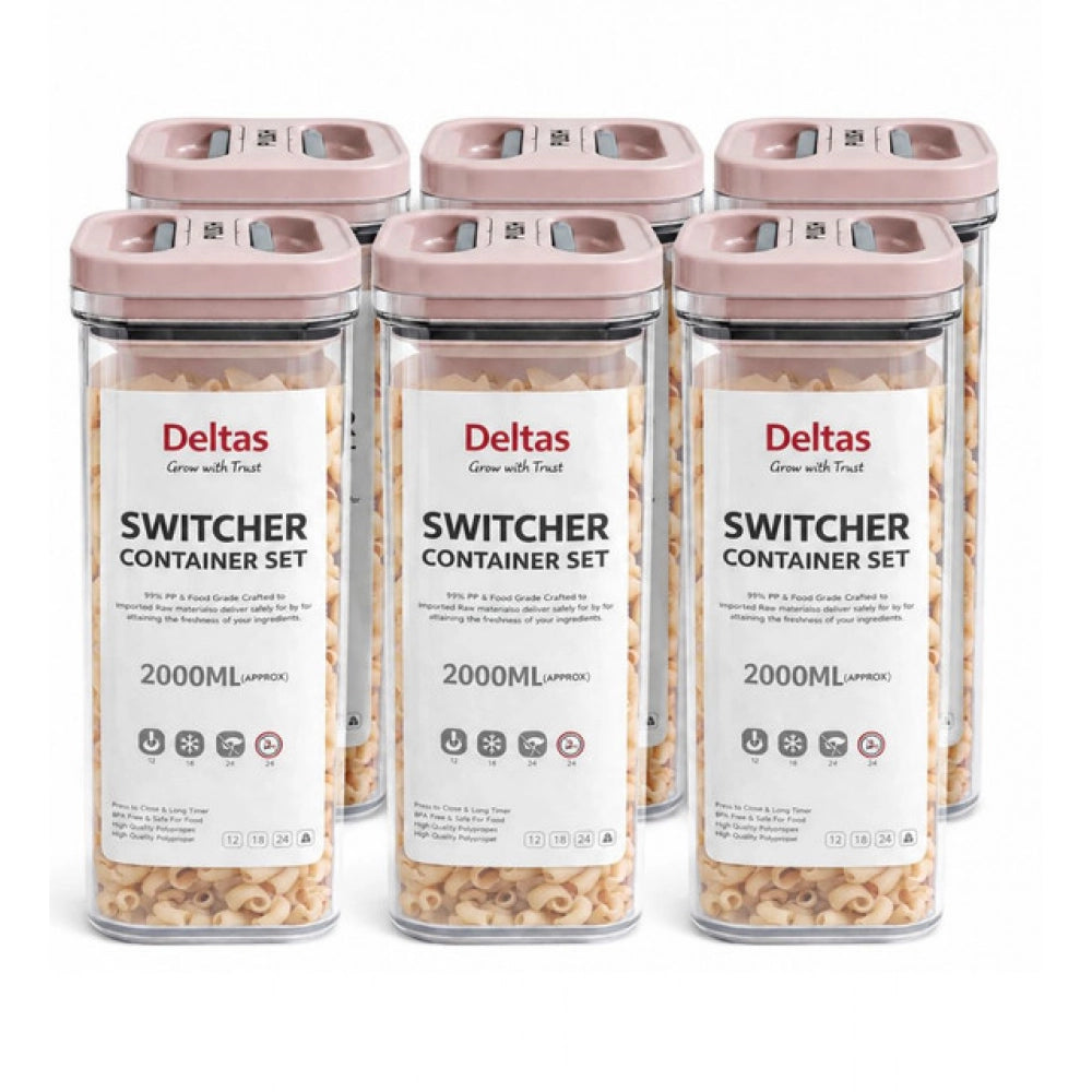 Generic Pack of 6 Switchers Airtight Storage Container Set 2000 ML (Pink)