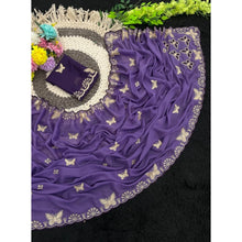 Generic Women's Star Georgette Embellished Saree With Unstitched Blouse 5.5Mtr (Lavender)