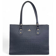 Generic Women's Polyurethane Croco Shoulder Tote Bag (Black)