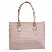 Generic Women's Polyurethane Croco Shoulder Tote Bag (Beige)