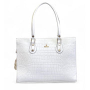 Generic Women's Polyurethane Croco Shoulder Tote Bag (White)