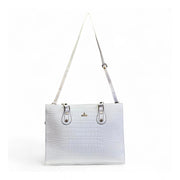 Generic Women's Polyurethane Croco Shoulder Tote Bag (White)