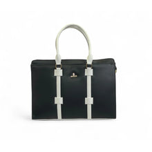 Generic Women's Polyurethane Solid Structured Shoulder Tote Handbag (Black-Cream)