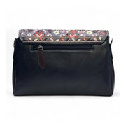Generic Women's Polyurethane Floral Embroidered Crossbody Sling Bag with Adjustable &amp; Removable Strap (Black)