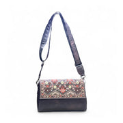 Generic Women's Polyurethane Floral Embroidered Crossbody Sling Bag with Adjustable &amp; Removable Strap (Coffee)