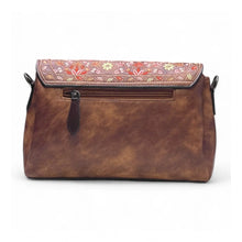 Generic Women's Polyurethane Floral Embroidered Crossbody Sling Bag with Adjustable &amp; Removable Strap (Dark Brown)