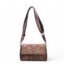 Generic Women's Polyurethane Floral Embroidered Crossbody Sling Bag with Adjustable &amp; Removable Strap (Dark Brown)