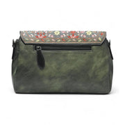 Generic Women's Polyurethane Floral Embroidered Crossbody Sling Bag with Adjustable &amp; Removable Strap (Green)